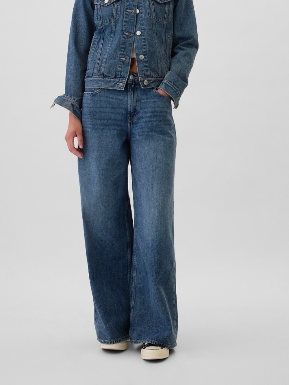 GAP Bk Dani Baggy Wide Leg Jeans Womens 2/26S Short Denim Streetwear Y2K 90s